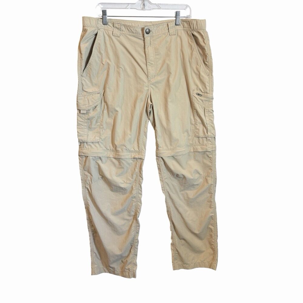 Columbia Omni Shade Convertible Cargo Pants Men's 38x32 Hiking Zip Off Tan Light